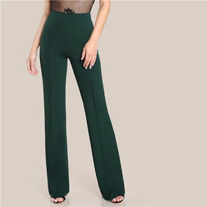 SHEIN Ginger High Rise Piped Pants Elegant Wide Leg Zipper Fly Plain