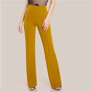 SHEIN Ginger High Rise Piped Pants Elegant Wide Leg Zipper Fly Plain